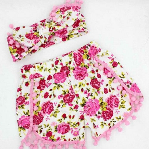 Pant Headband Set Vintage Floral Cotton